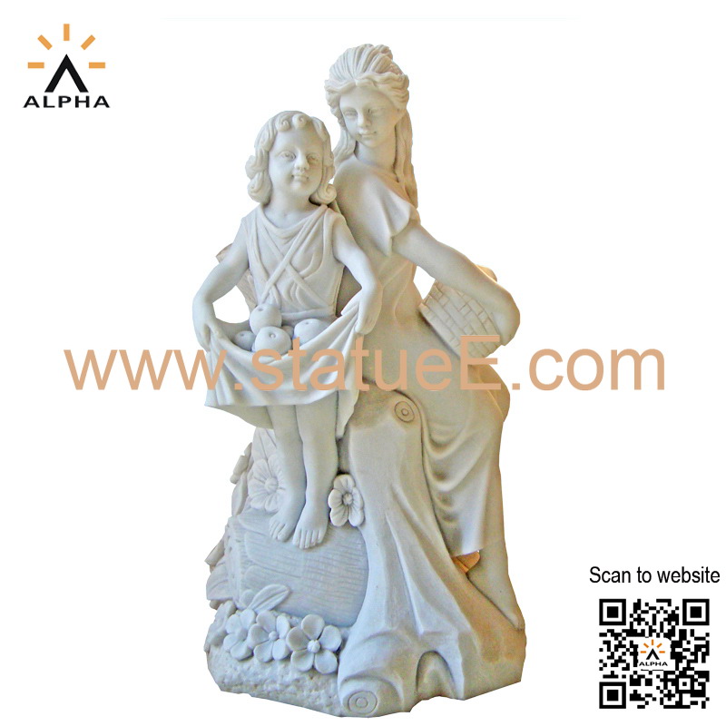 marble boy and girl yard statues
